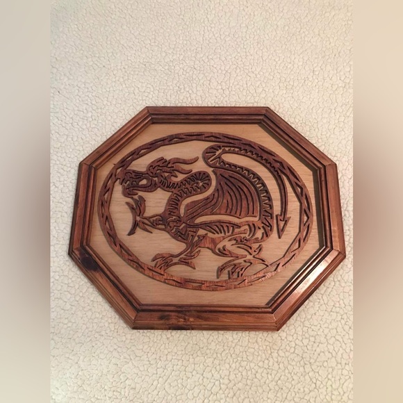 Other - Wood Hand Carved Dragon Detailed Artwork Art Home Decor
Sold as shown in picture